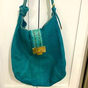 Jimmy Choo Authentic hobo bag purse turquoise python leather